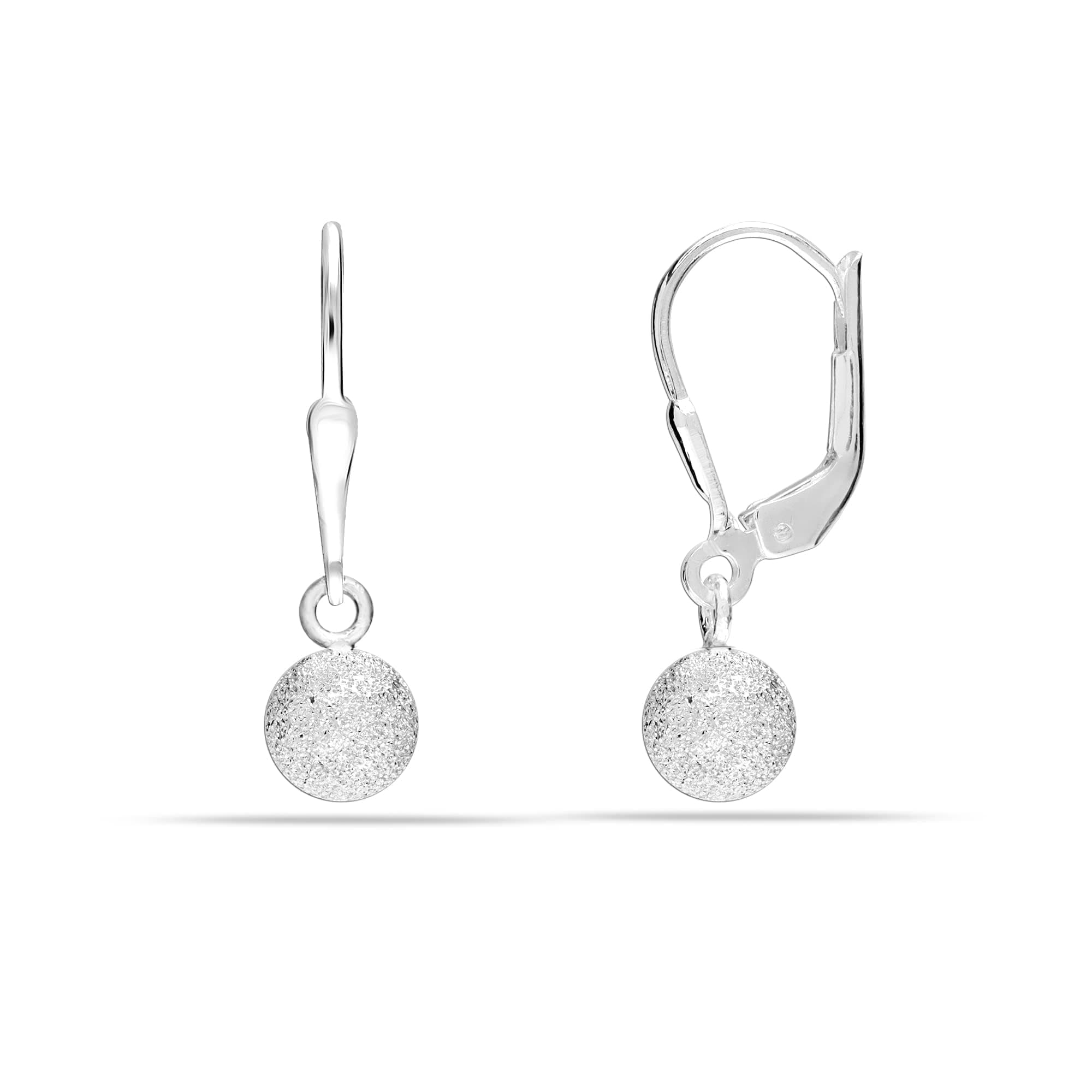 LeCalla 925 Sterling Silver BIS Hallmarked Dangle Laser Cut Textured Ball Drop Leverback Earrings for Women and Girls 5MM