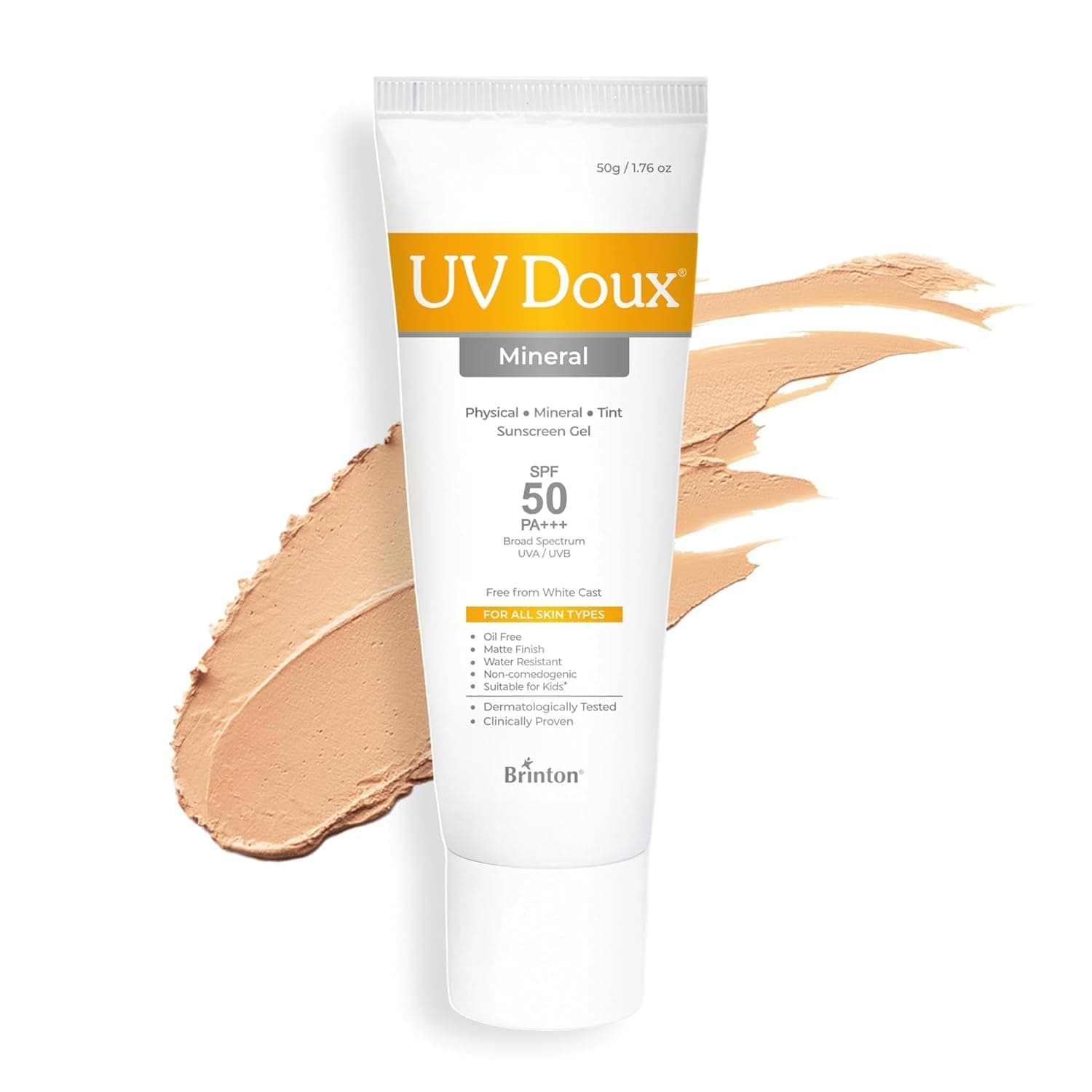 UV Doux Tinted Mineral Sunscreen SPF 50 PA+++ | 100% Mineral Broad Spectrum | Zinc & Iron Oxide | No White Cast | India’s No.1 Dermatologist Recommended Brand | For Sensitive Skin | 50 g