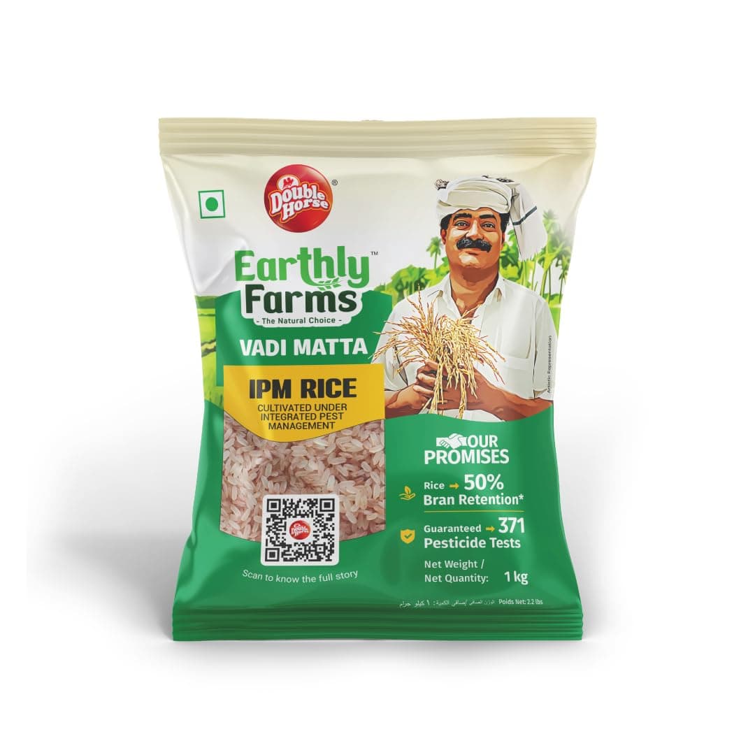 Double Horse Earthly Farms Vadi Matta IPM Rice 50% bran - 1 Kg