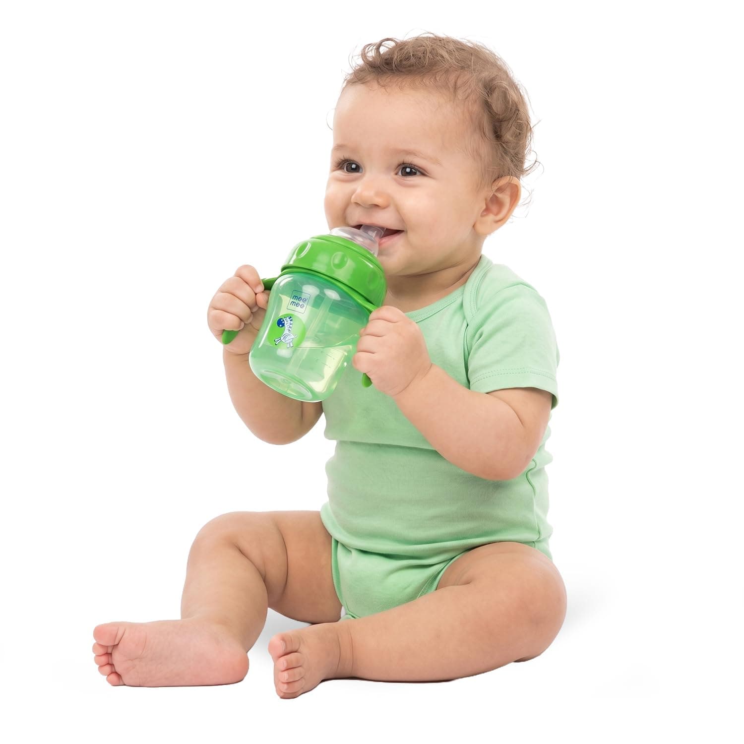 Mee Mee Trainer Sippy Cup | Soft Spout, Leakproof Sipper | Dual Handle for Easy Grip | Non -Toxic, Lightweight & BPA Free, Green (150 Ml)