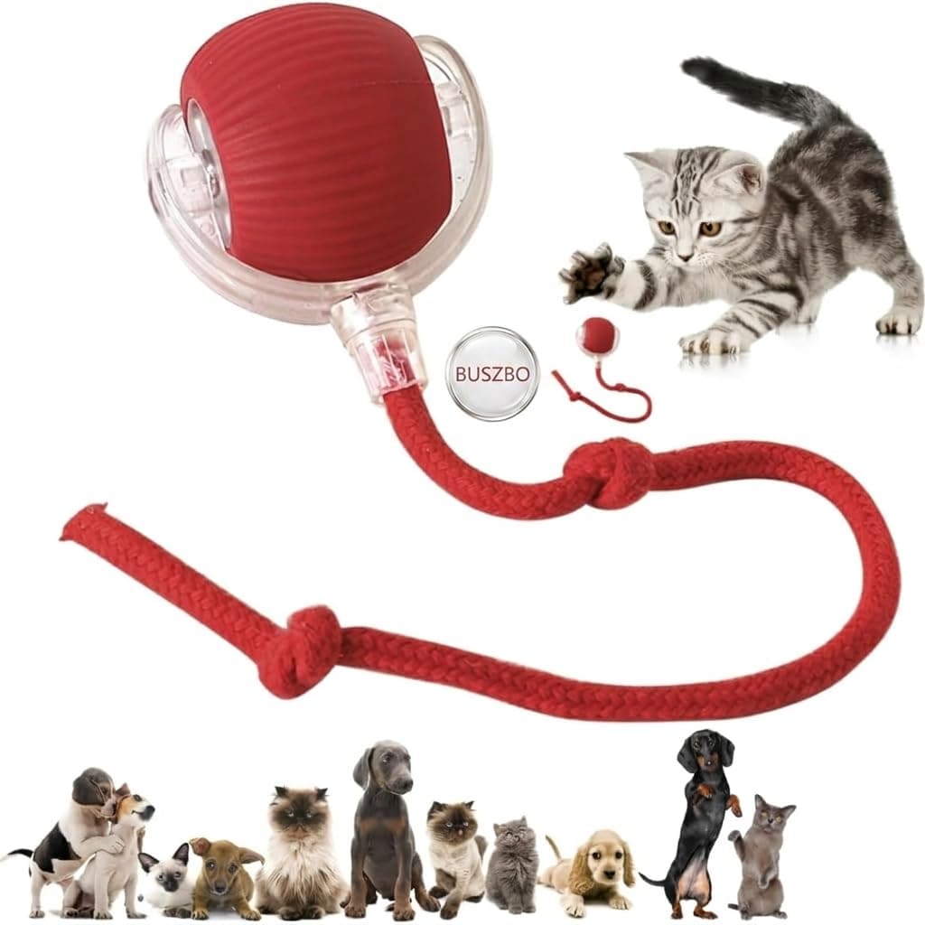 BUSZBO Rolling Ball, Interactive Cat Toys Rolling Ball, Dog Toy Indestructible, Interactive Dog Balls Toy with USB Rechargeable, Smart Automatic Rolling Balls for Small, Medium Dogs (Colour May Vary)