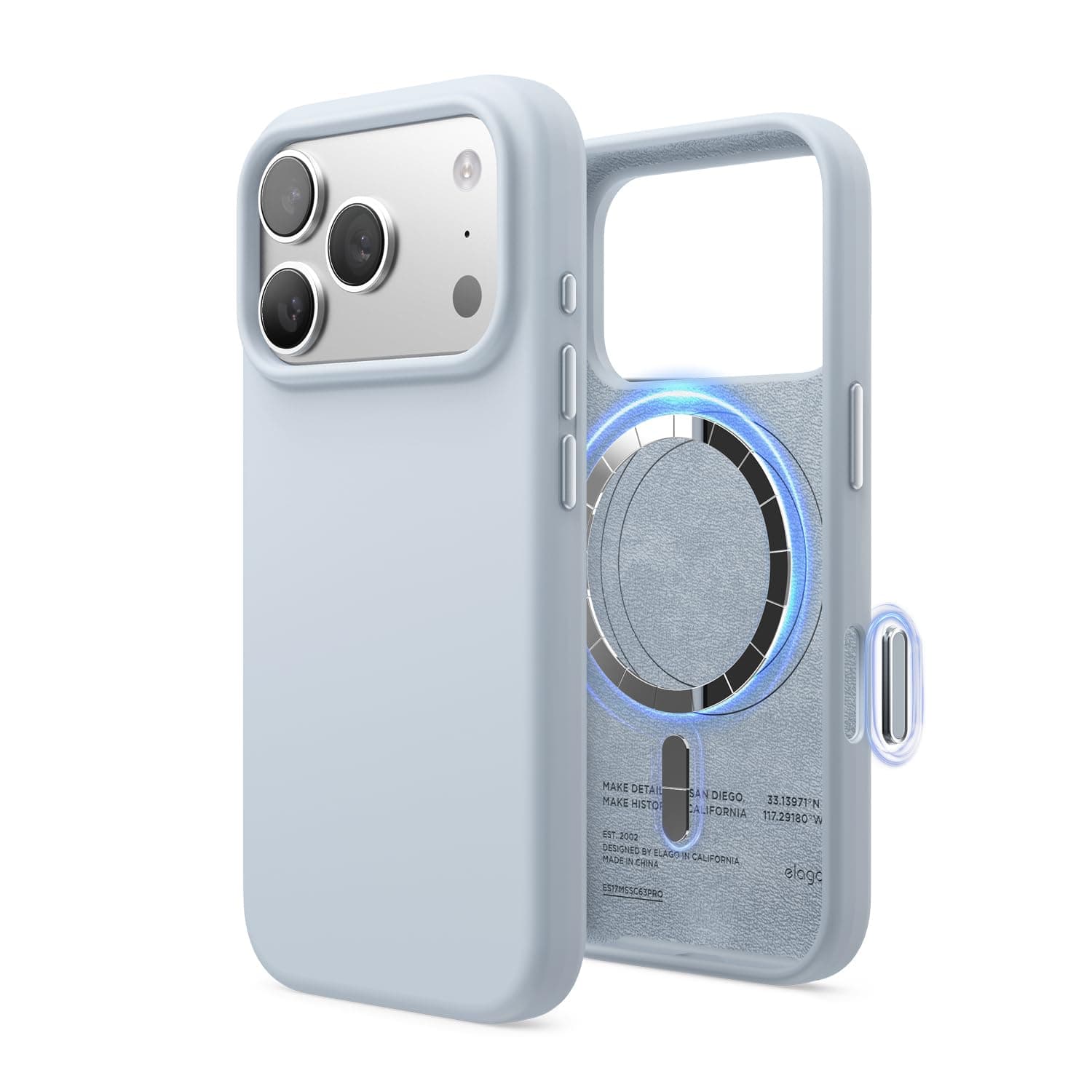 elago Premium Magnetic Silicone Case for iPhone 17 Pro Light Blue | Compatible with MagSafe, Liquid Silicone Material, Protection, Shockproof, Slim Phone (Light Blue)