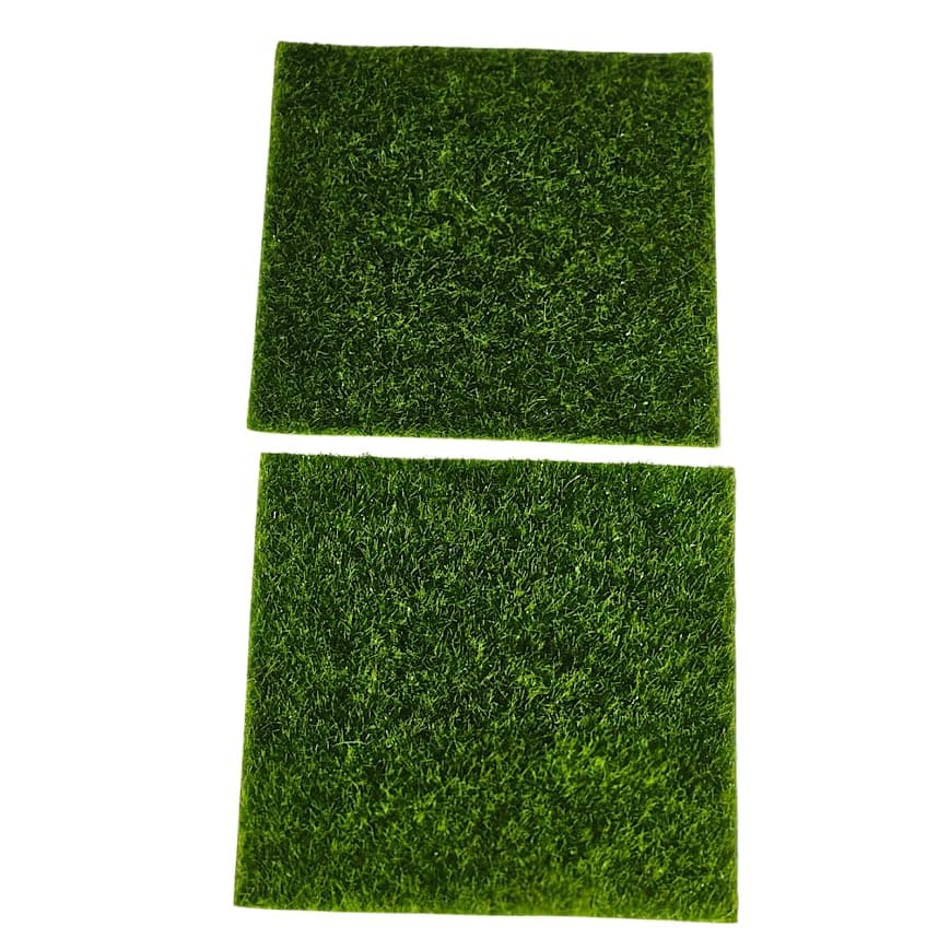 Aruna Decor Miniature Grass Patch Set of 2 – Mini Garden Decor Accessories | Dollhouse Landscaping Mat | DIY Terrarium, Fairy Garden Craft Supply | Cute Miniature Decor for Home & Gifting 6x6 inch