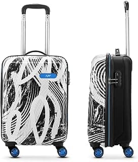 Skybags Stroke Printed Cabin Size Hard Case Trolley Bag, Black-White