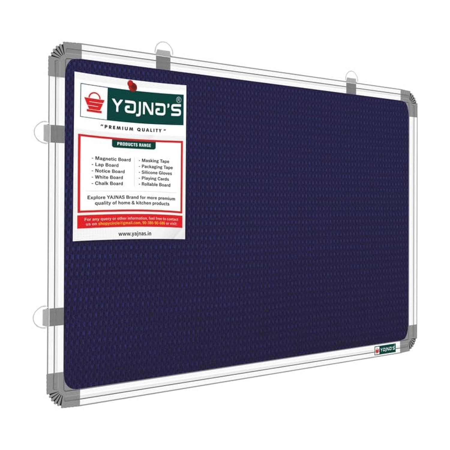 YAJNAS® 2x3 Feet Premium Material Notice Pin-up Board/Pin-up Board/Soft Board/Bulletin Board/Pin-up Display Board for Home, Office & School Uses (Blue, 2 Feet X 3 Feet (Pack of 1)_Blue)