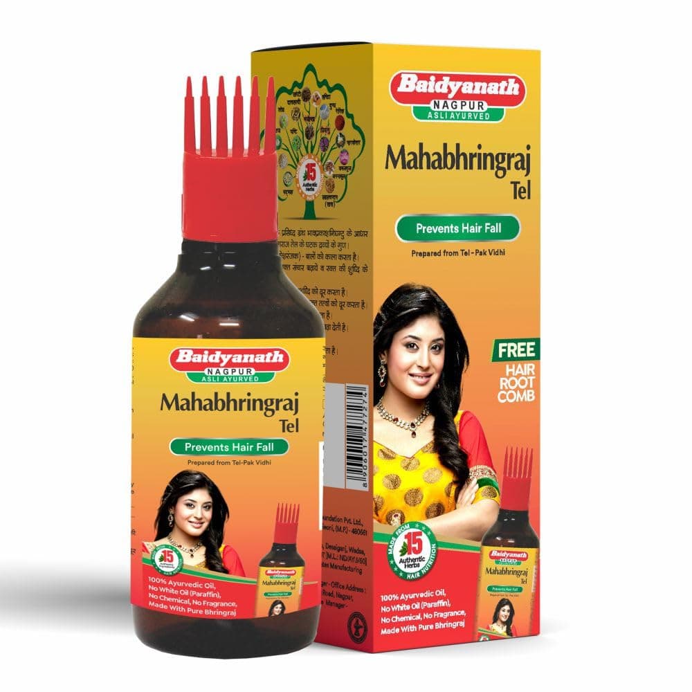 Baidyanath Mahabhringraj Oil | Ayurvedic Hair Oil - 200 Ml + Free Hair Root Comb