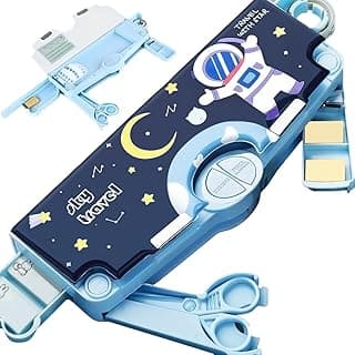 Umadiya Branded Space Theme Magnetic Pencil Box For Kids, Space Pencil Box For Boys & Girls, Stationery Box, Buttons Operated Pencil Box For Kids (With Accessories, Plastic, Multicolor)