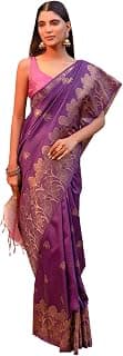 Soch Womens Purple Tussar Zari Woven Saree With Zari Woven