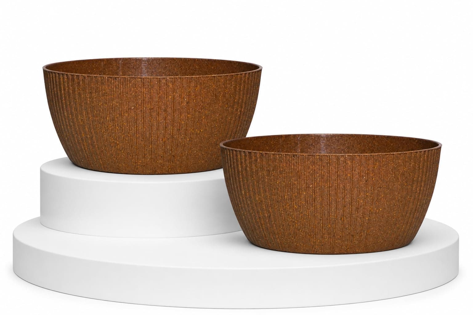 Harshdeep Flower Pots for Living Room - Geneva - Indoor Outdoor Home Garden Patio Decorative Earth Friendly Bonsai Recyclable Plant Container Round 13 Inch Set of 2 (Brown)