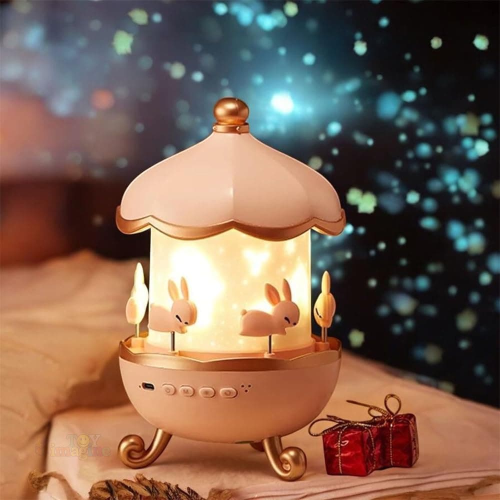 Toy Imagine Night Projector Lamp 360° Rotating LED Starry Light with Moon, Ocean Wave & Astronaut Effects Rechargeable Lamp for Bedroom Décor Multicolor Gift for All Ages