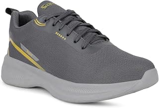 Liberty LEAP7X Black & D.Grey Running Shoes for Men - Knit-Mesh Lace-Up