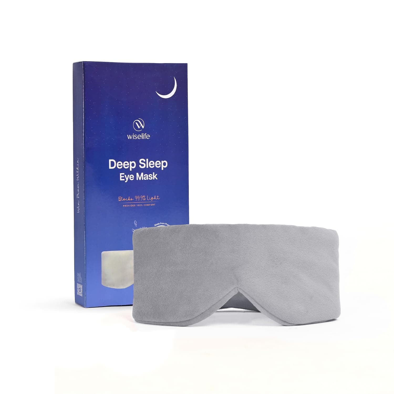 WiseLife Luxury Silk Velvet Sleep Eye Mask For Men & Women | Ultra Smooth & Adjustable Blind Fold Suitable For All Family Members | Sleeping, Travelling, Relaxation | Perfect For Gifting (Grey)