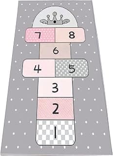 Hopscotch Mat 31"x 63", Hop and Count Game Rug with Cute Star Design, Non-Slip Kids Play Mat, Soft Floor Area Rug and Carpet for Bedroom, Living Room, Playroom