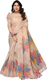 Yashika Women's Chanderi Floral Digital Print Chandheri Saree with Unstitched Blouse Material