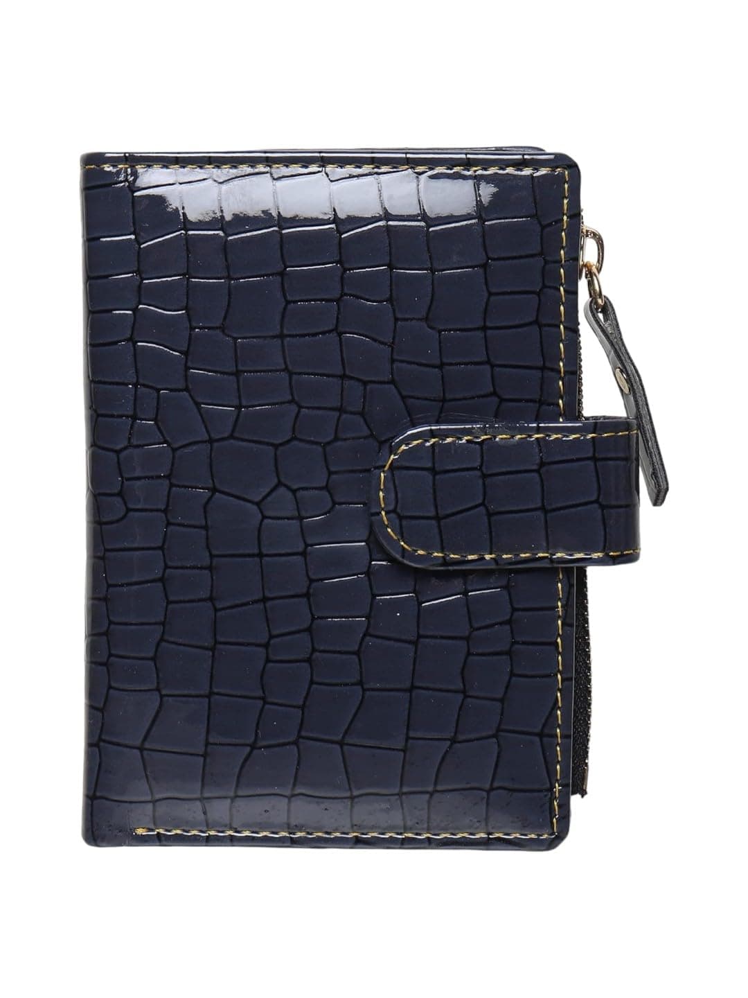 SAMTROH Women's PU Leather Wallet | Mini Purse with Card Case Slots & Zipper Coin Pocket | Compact Credit Card Holder Purse | Stylish Kroko Pattern Small Wallet for Women and Girls (Blue)