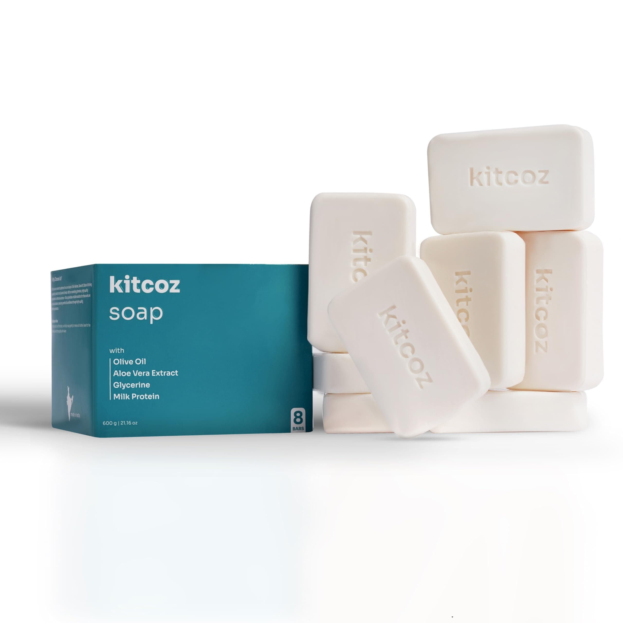 Kitcoz Anti-Fungal & Anti-Itch Soap with Tea Tree Oil, Men and Women, 8x75g | Non-Drying Anti-Bacterial Soap for Daily Use
