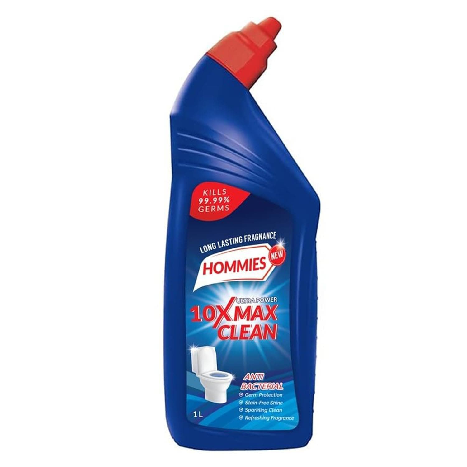 Hommies Toilet Cleaner Liquid Ultra Power, 1 Litre | Kills 99.99% Germs, 10X Tough Stain Removal & Limescale Protection, Rapid Action Deep Clean for White Toilets