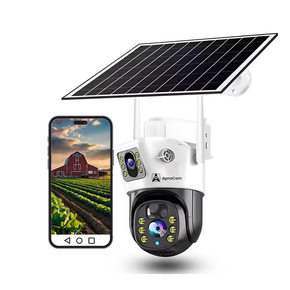 4G Solar Security Camera – Dual Lens 2K PTZ Wireless Outdoor CCTV, 8X Zoom, 360° Pan Tilt, Solar Panel with Built-in Battery, Color Night Vision, PIR Motion Detection, Two-Way Audio, 4G SIM, No WiFi