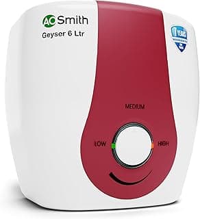 AO Smith SGS-GREEN SERIES-006 Storage 6 Litre Vertical Water Heater (Geyser)|33% Faster Heating|Save on Energy Bills with BEE 5 Star Rating|Enhanced Durability with Blue Diamond Tank Coating|ABS Body