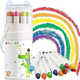 Amitasha 12 Crayons Colour Set Washable Crayons Twistable Rolling Wax Color Pens for Kids Drawing Art Work Supplies Educational Gift