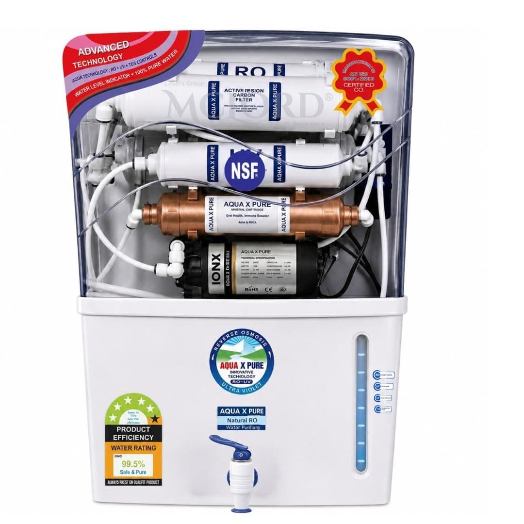 AquaX Pure Grand+ RO Water Purifier | RO+UV+Copper+Zinc | 10-Stage Advanced Purification | MTDS & HTDS Control | Suitable for All Water Sources | 1 Year Warranty. (Grand Plus)