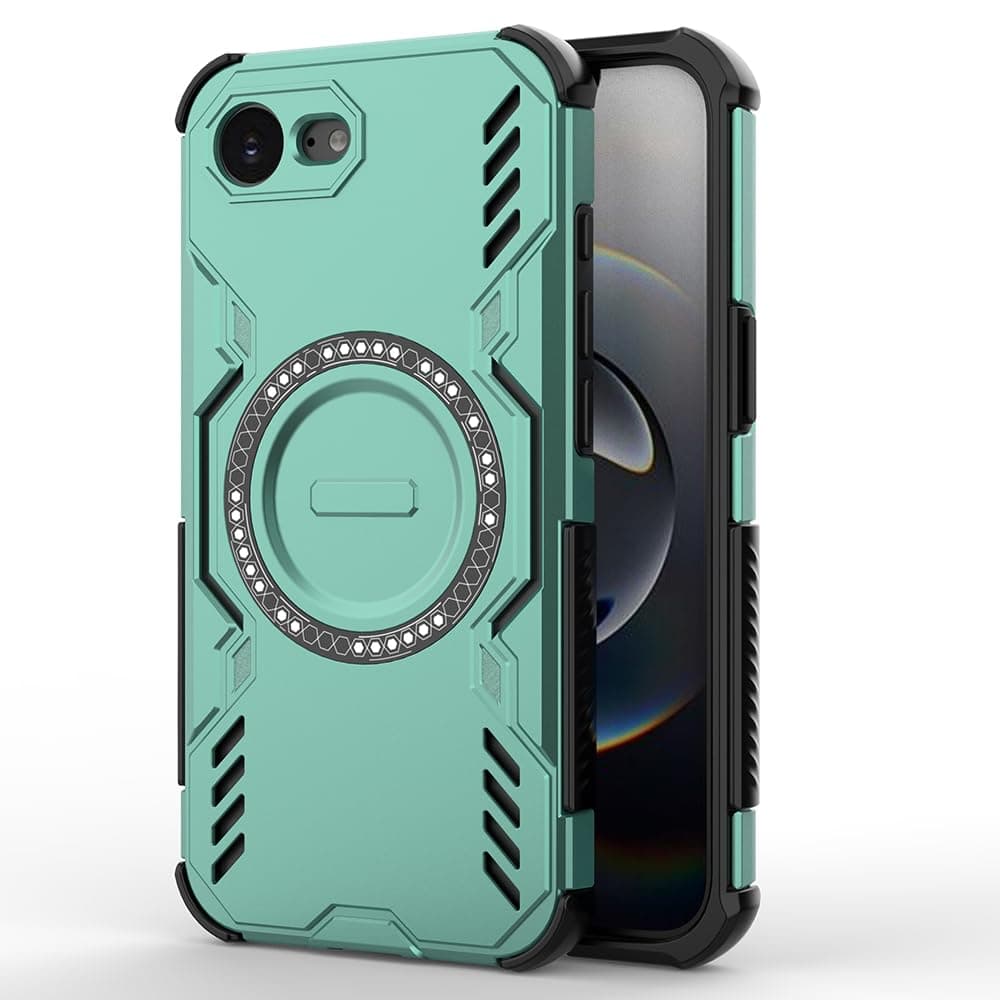Amazon Basics Rugged Armor Case Compatible With Apple iPhone 16e / 17e | Compatible with Magnet | Military-Grade Shockproof Protection PC-TPU Cover for Apple iPhone 16e / 17e (Green)
