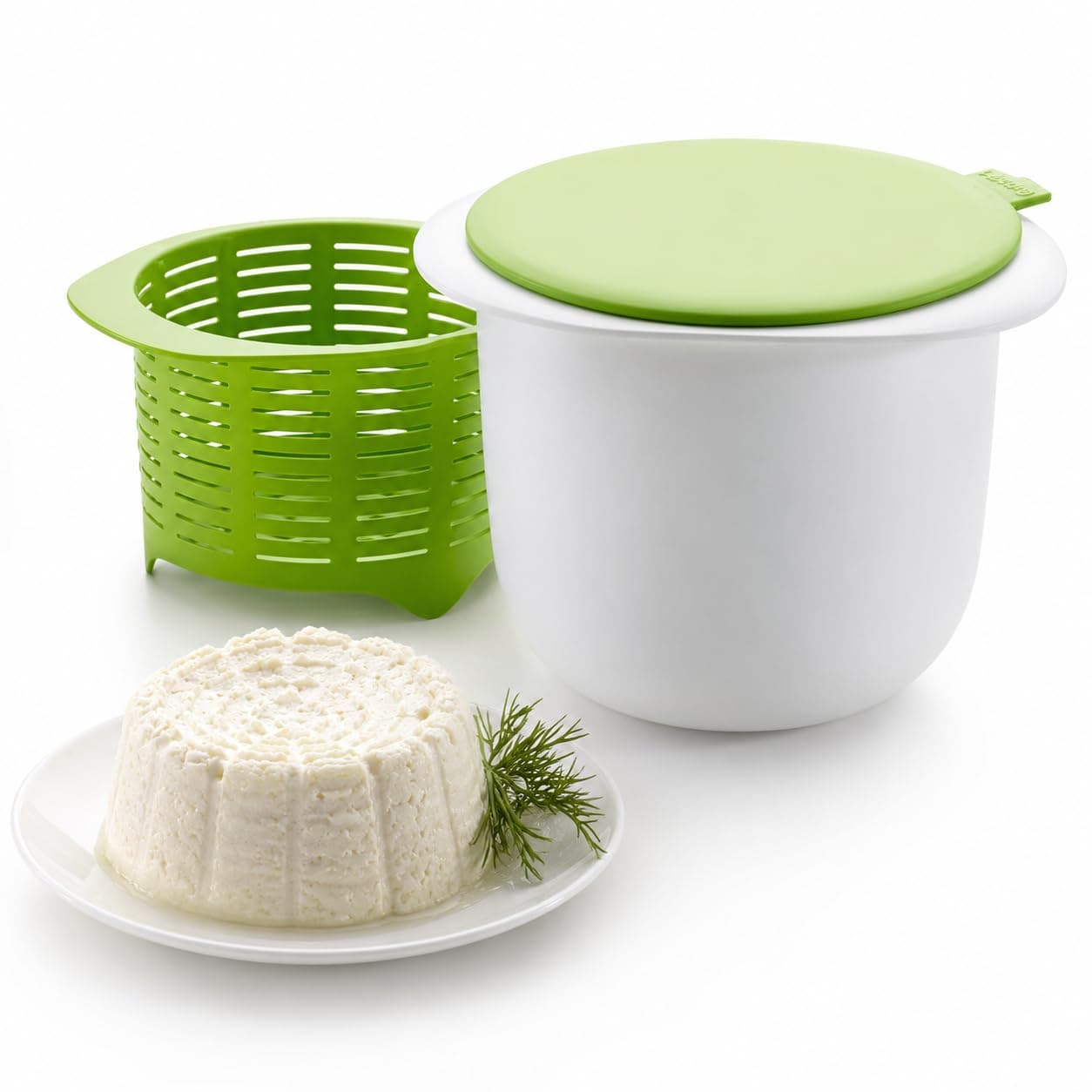 KRUNIQ Paneer Maker, Cheese Mould, Tofu Press & Sprout Jar | Hung Curd Mould & Greek Yogurt Strainer 1Liter | Bpa-Free Fine Mesh Strainer Box with Lid | Whey Separator for Homemade Curd & Dahi