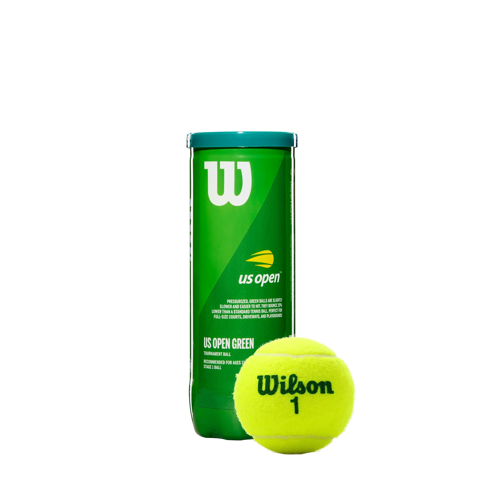 Wilson US OPEN Tournament 3TBALL (Green) Felt Tennis - Pack of 3 - Standard Size