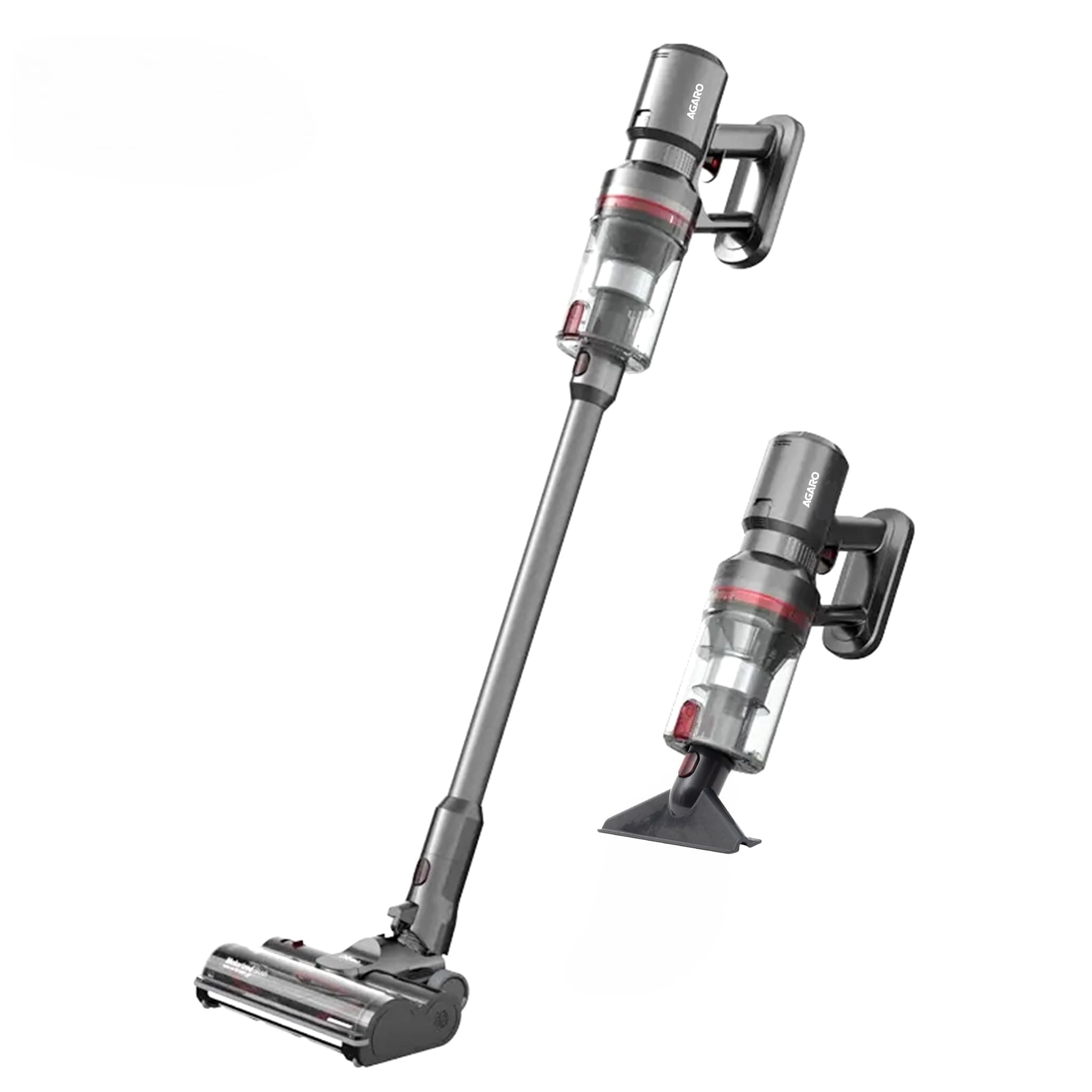 AGARO Imperial Cordless Stick Vacuum Cleaner, 2in1 Handheld & Stick, 500W Brushless Motor, 28 kPa Suction Power, 3 Adjustable Suction Modes, Rechargeable, Rotary Brush, Bagless Dry Vacuuming, Red