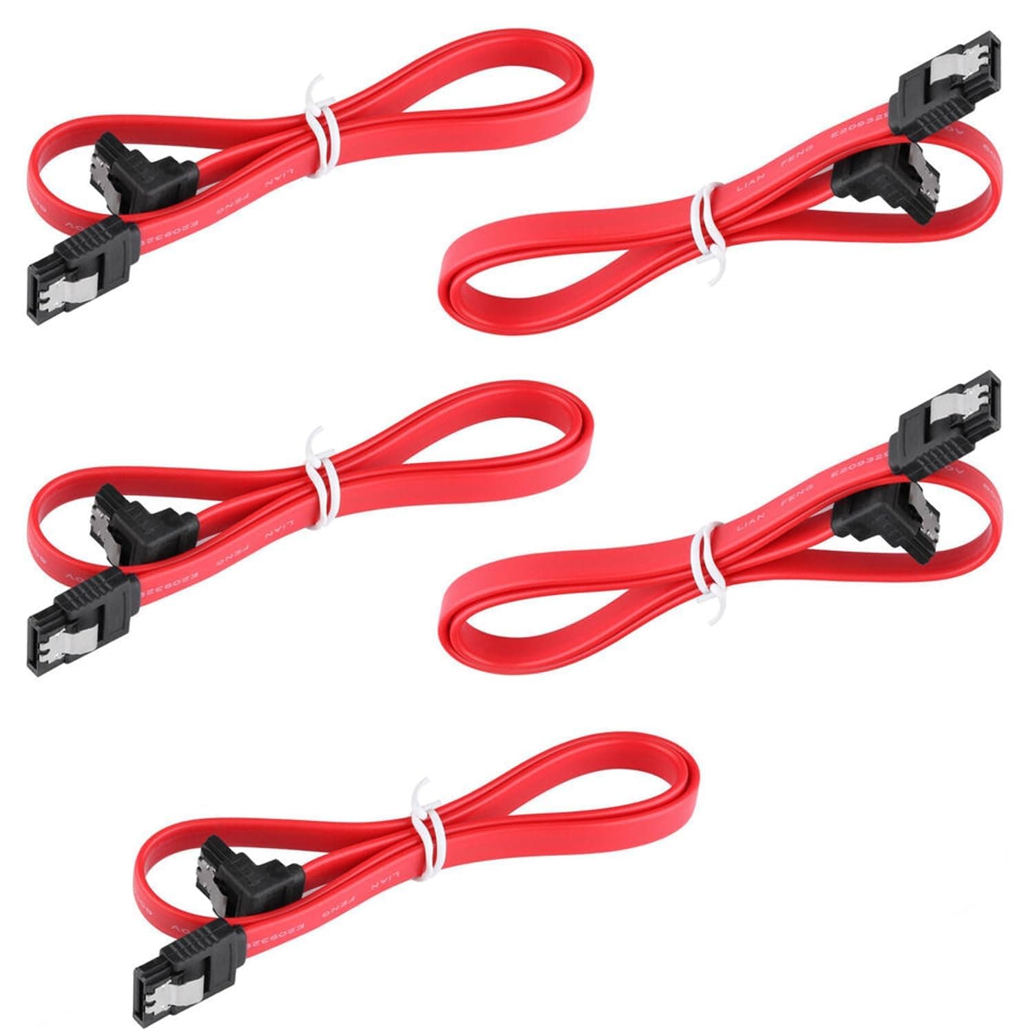 Tobo SATA III Cable • 8-Inch/0.6FT • SATA III 6.0 Gbps • 7pin Female to Downward Right Angle Female Data Cable • with Locking Latch • Support for 2.5'' SSD,3.5''HDD Drive • Red (Pack of 5) TD-1196CC