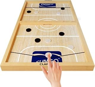 Clapjoy Slingo Fastest Finger First Board Game for Adults & Kids Wooden String Hockey Game Sling Puck Board Hockey Toy Perfect for Family Entertainment, Birthday Party, Christmas Gift