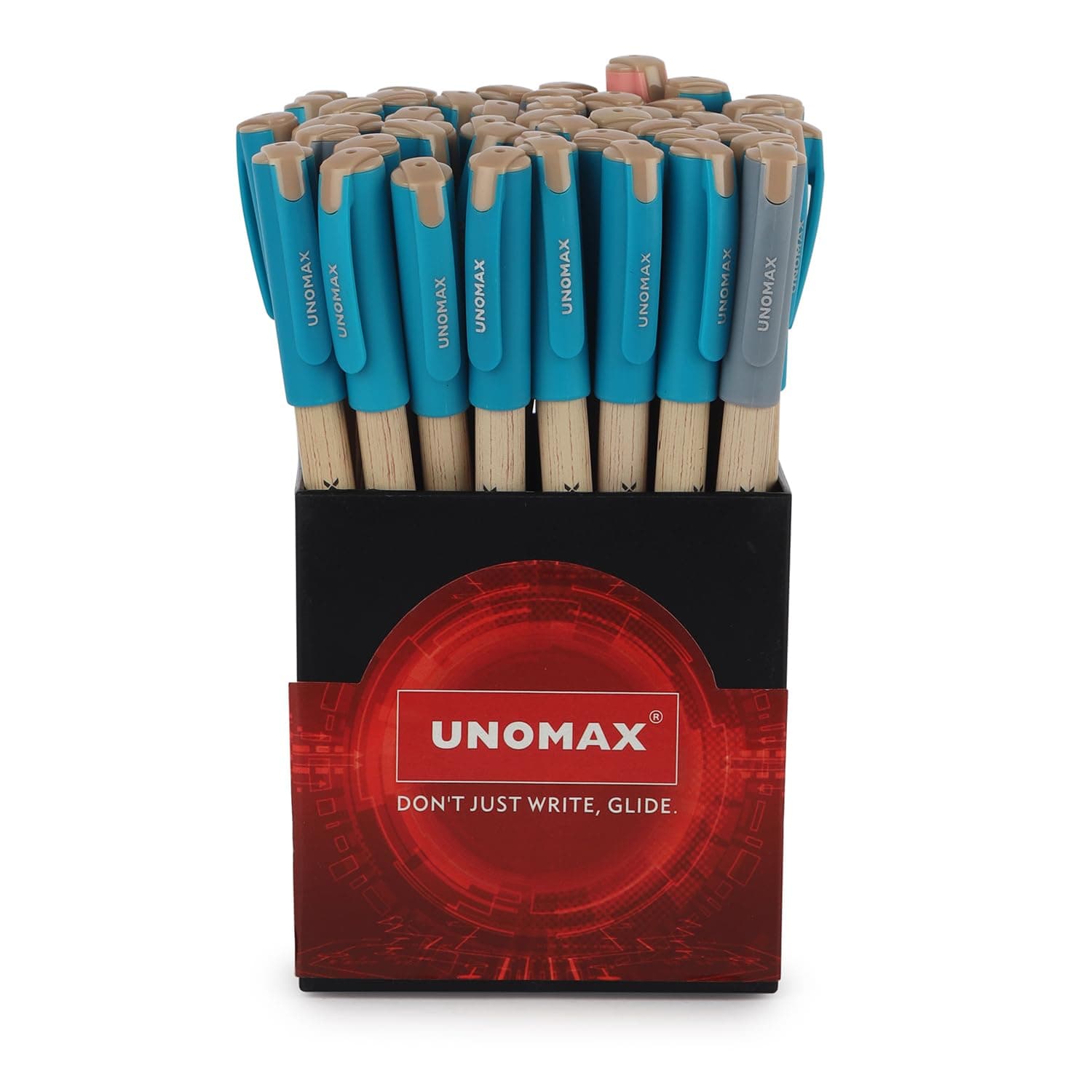 Unomax XTRON WOOD Liquid Ball Point Pens Set of 50 (Assorted) (35 Blue/ 12 Black / 3 Red) | Precision 0.7mm Tip | Super Smooth Jet Ink Technology | Perfect for Professionals, Students