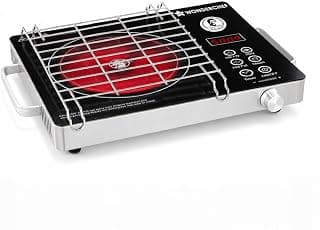 Wonderchef Evita Infrared Electric Cooktop with Crystal Glass Surface, 2200W, Led Display, Compatible with Steel,Ceramic,Cast-iron,Aluminium Cookware, Auto Cut-off, 2-Yr Warranty