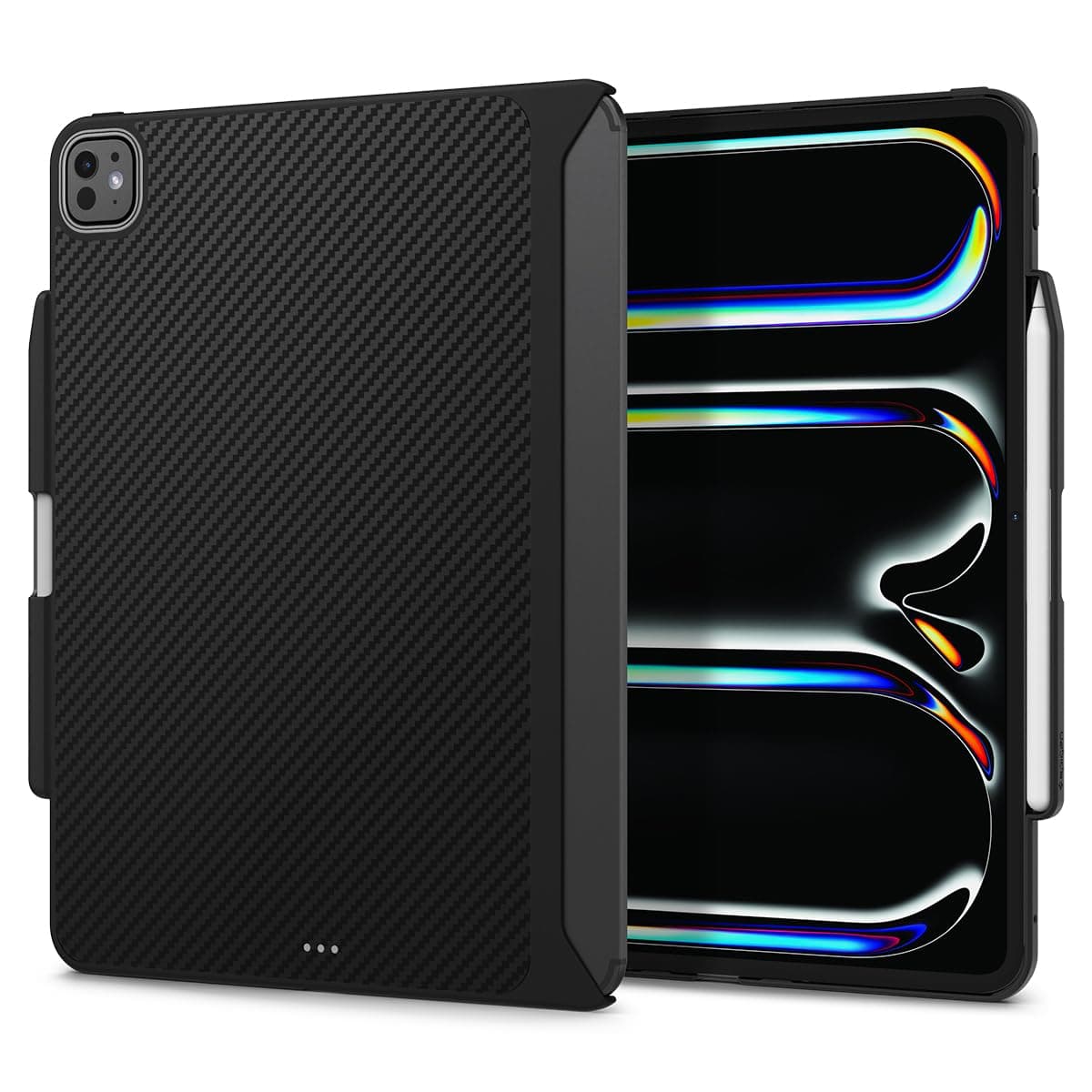 Spigen Enzo Aramid for iPad Pro 11inch M5/M4 (2025/2024) Back Cover Case with Pencil Holder, Designed for MagSafe, Magic Keyboard Compatible - Black
