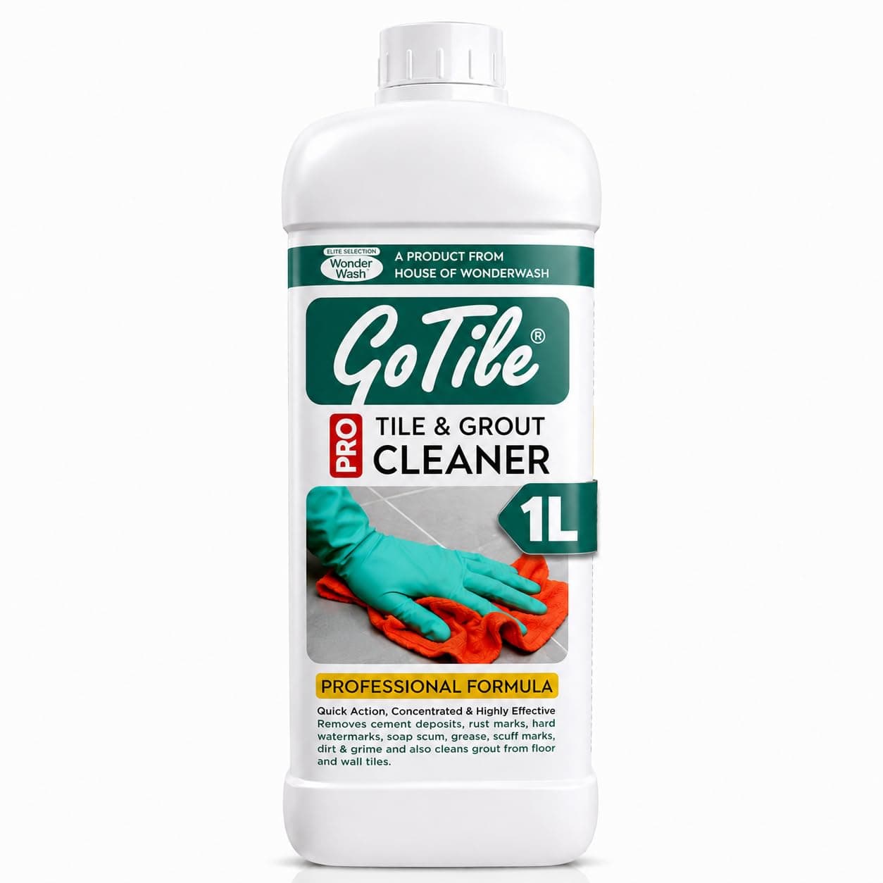 GoTile Pro Tile & Grout Cleaner - 1Ltr | Trusted by Professionals | Highly Effective & Concentrated Formula | Removes Cement, Hard Water Marks, Grease & Grime | Restores Shine to Tiles