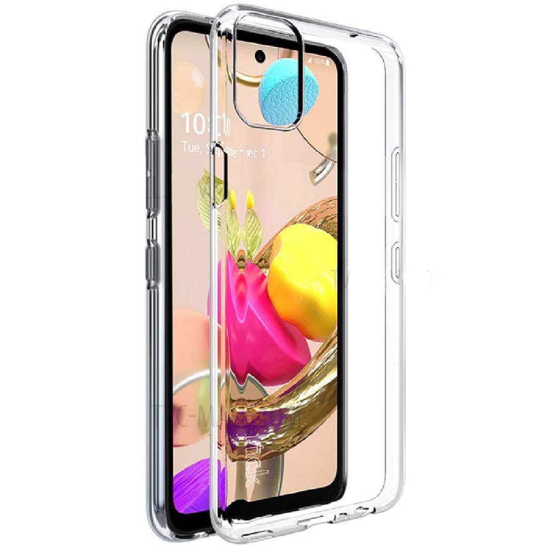 Amazon Brand - Solimo Mobile Cover for LG K42 (Soft & Shockproof Back Case with inbuilt Cushioned Edges), Transparent