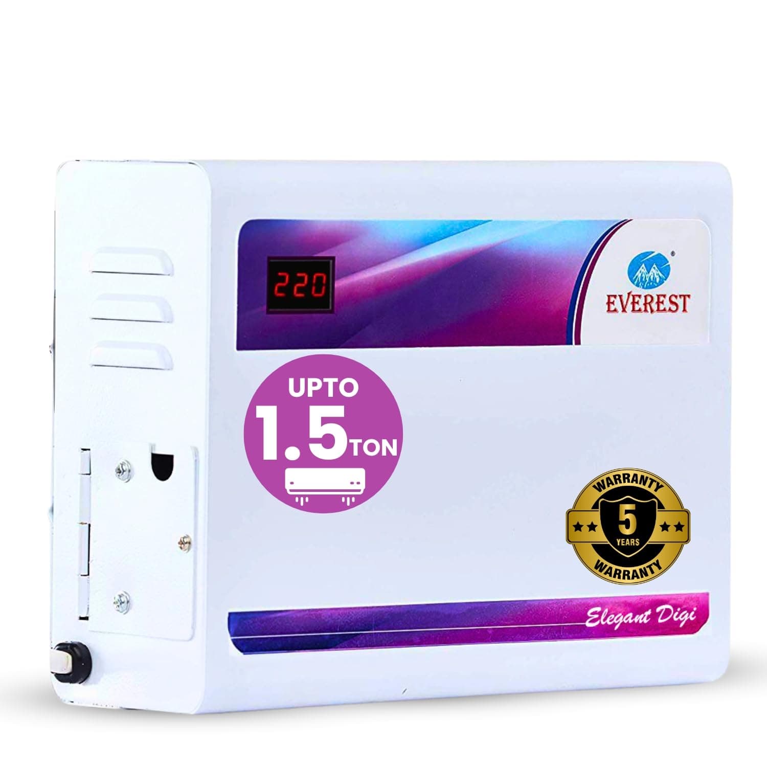 Everest EWD 400 N Elegant Digi Double Booster Inverter AC & Normal AC Voltage Digital Display Stabilizer Used Upto 1.5 Ton AC Working Range (150 V to 270 V) White