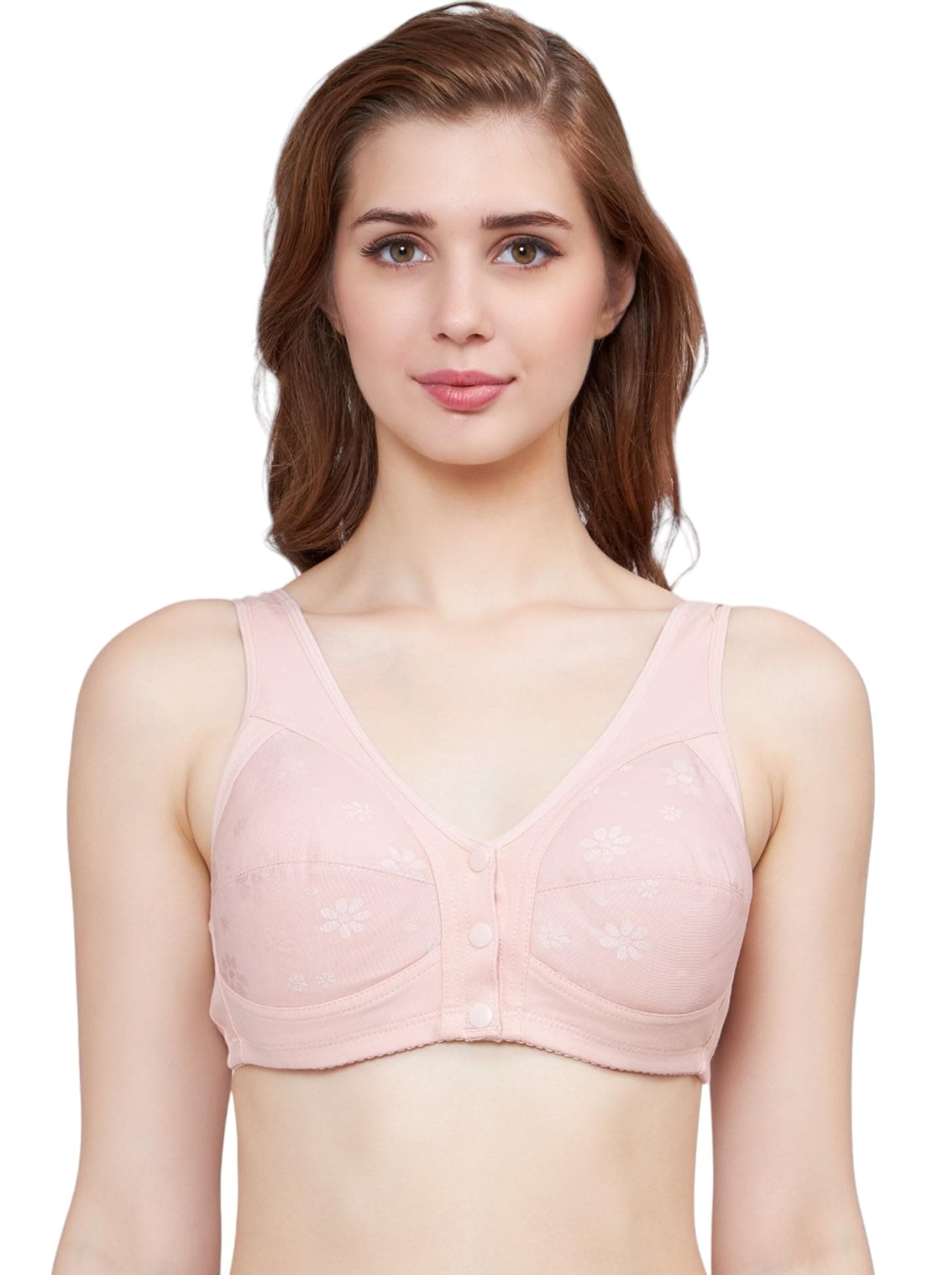 PLUMBURY Cotton Non Padded Front Open Maternity/Nursing/Post Surgery Every Day Bra For Old/Middle Age Women's