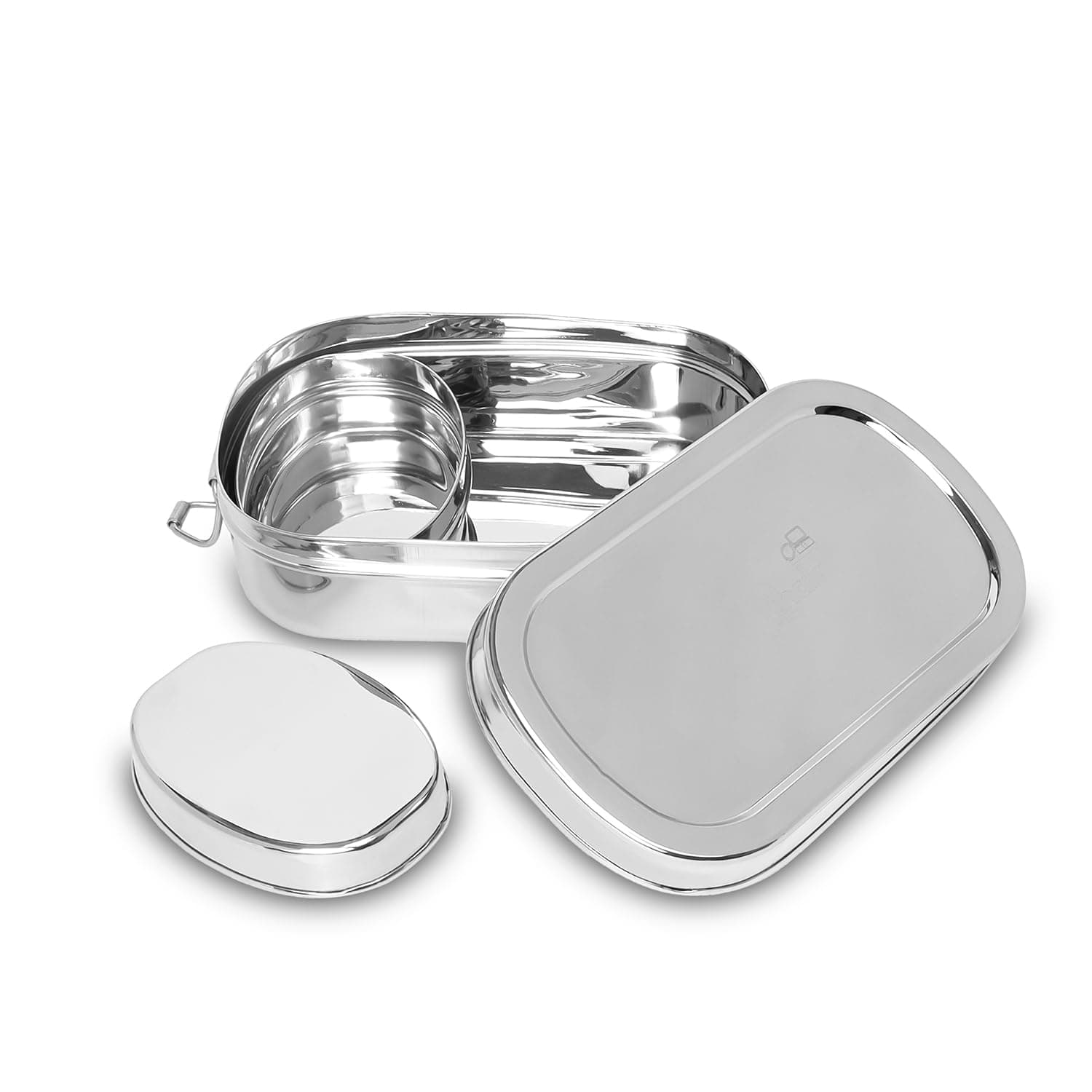 THALA - Stainless Steel Small Lunch Box for School with Mini Snack Box - Stainless Steel Tiffin Box for Kids & Office - Locking Clip - Kids Friendly Lid - Capacity 800ml