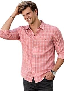 Louis Philippe Men's Slim Fit Premium Cotton Easy Care, Soft Handfeel Full Sleeve Checks Casual Shirt