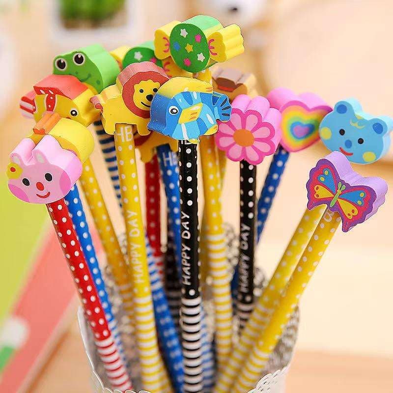 Sumiko Pack of 6 Gifts Pencil Pencil Eraser Bulk for Kids Stationart Items Return Gifts Pencil for Kids Cartoon Rubber Eraser for Girls & Boys Birthday Return
