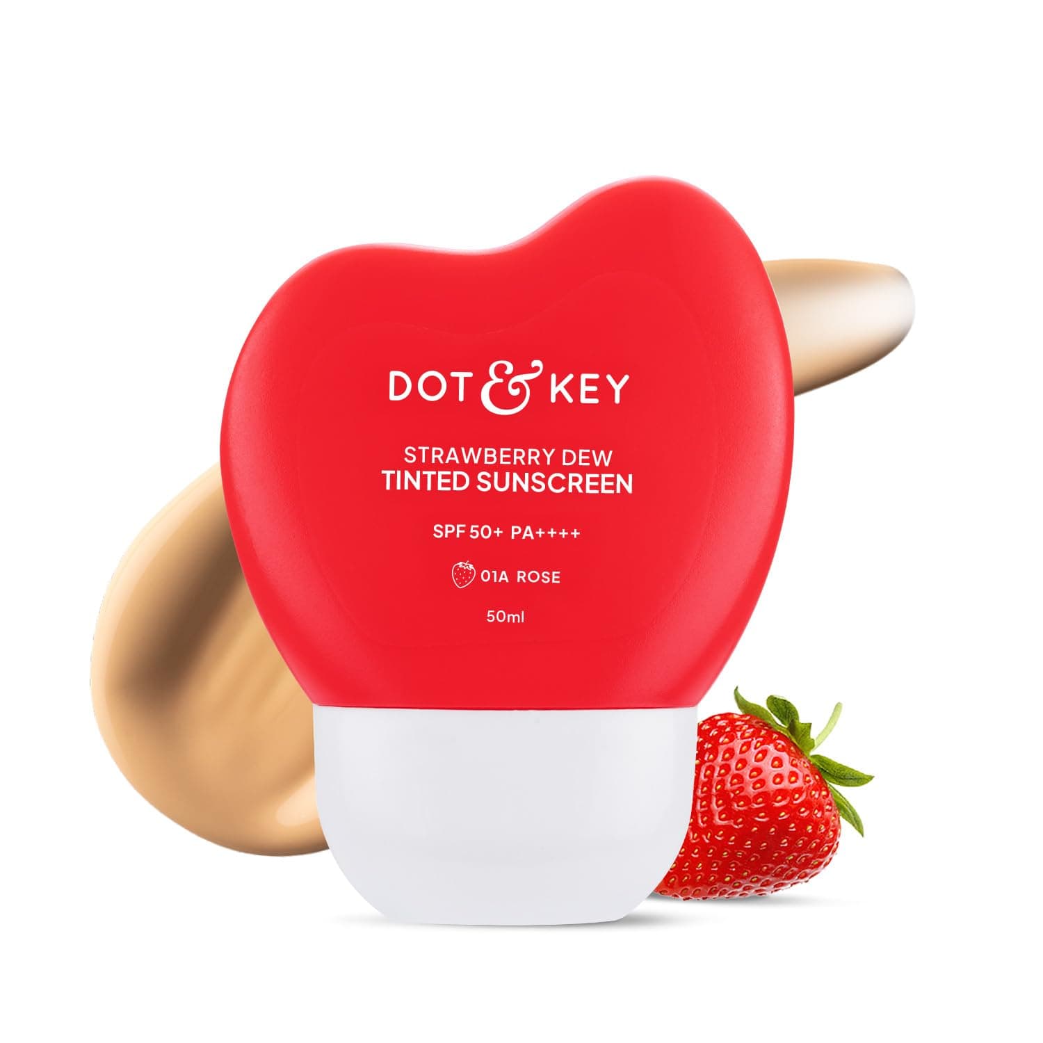 Dot & Key Strawberry Dew Tinted Sunscreen In-Vivo Tested SPF 50+ PA++++ With New-Age UV Filters, Brightens & Protects Skin, Ultra-light, Blends Easily, With Niacinamide, Natural Finish, Non-Sticky | Rose | 50ml