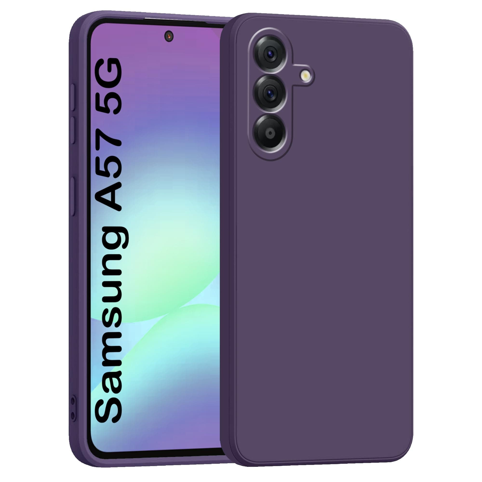 amazon basics Back Cover for Samsung Galaxy A57 5G | Ultra Slim Soft Rubberised Case | Matte Silicone Flexible Mobile Case | Camera Protection - Purple