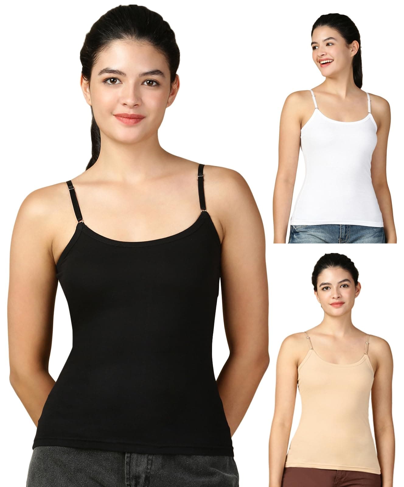 Lux Cozi Premium Cotton Regular Fit Camisole for Women - Pack of 3
