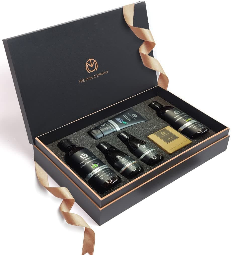The Man Company Charcoal Kit Set Of 6 - Body Wash, Shampoo, Face Scrub, Face Wash, Cleansing Gel, Soap | Fathers Day Gift for Dad | Best Gift for Men | Combo Set for Husband, Boyfriend, Father