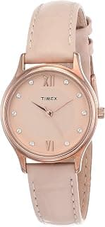 TIMEX Classics Analog Watch for Women with Rose Gold Round Dial & Pink Leather Strap Band Water Resistant Women's Wrist Watches - TW00ZR270E