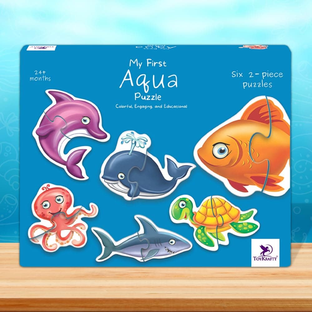 TOYKRAFTT 2 Piece Puzzle for 2 Year Old - Aquatic Animal Toys and Puzzles for Kids Age 2, My First Two Piece Animal Puzzles for Toddlers 2 to 3 Years