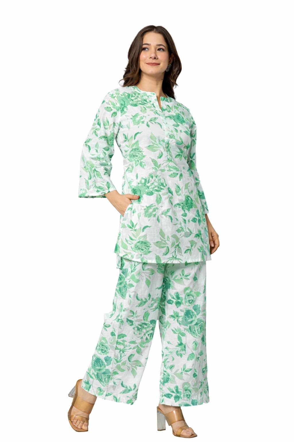 Aradhika Women's Cotton Printed Co-ord Set of Kurta and Palazzo
