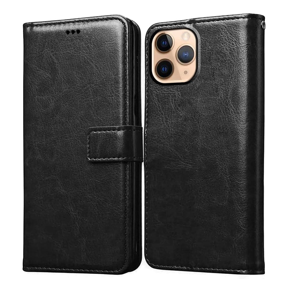 Amazon Brand-Solimo Flip Leather Mobile Cover (Soft, Flexible & Kickstand Back case) Compatible for Apple iPhone 11 Pro (Black)