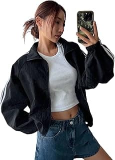 Generic Modern Zip Zipper Jacket,Bomber Jacket,Women Casual Jacket,Jacket18,Zipper Jacket For Women. (IN, Alpha, M, Regular, BLACK)